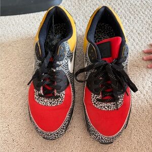 Nike Air Max Red and Leopard Print Sneakers size 9.5